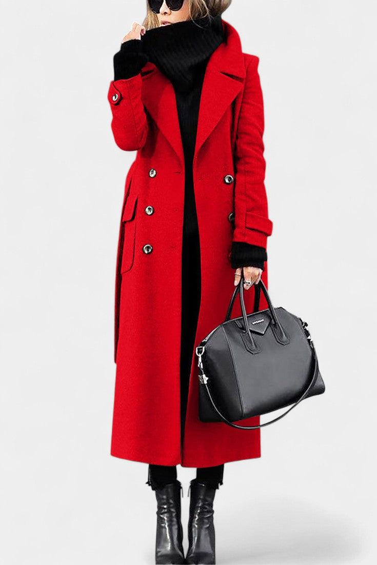 Rosabelle - Manteau long à double boutonnage coupe ajustée