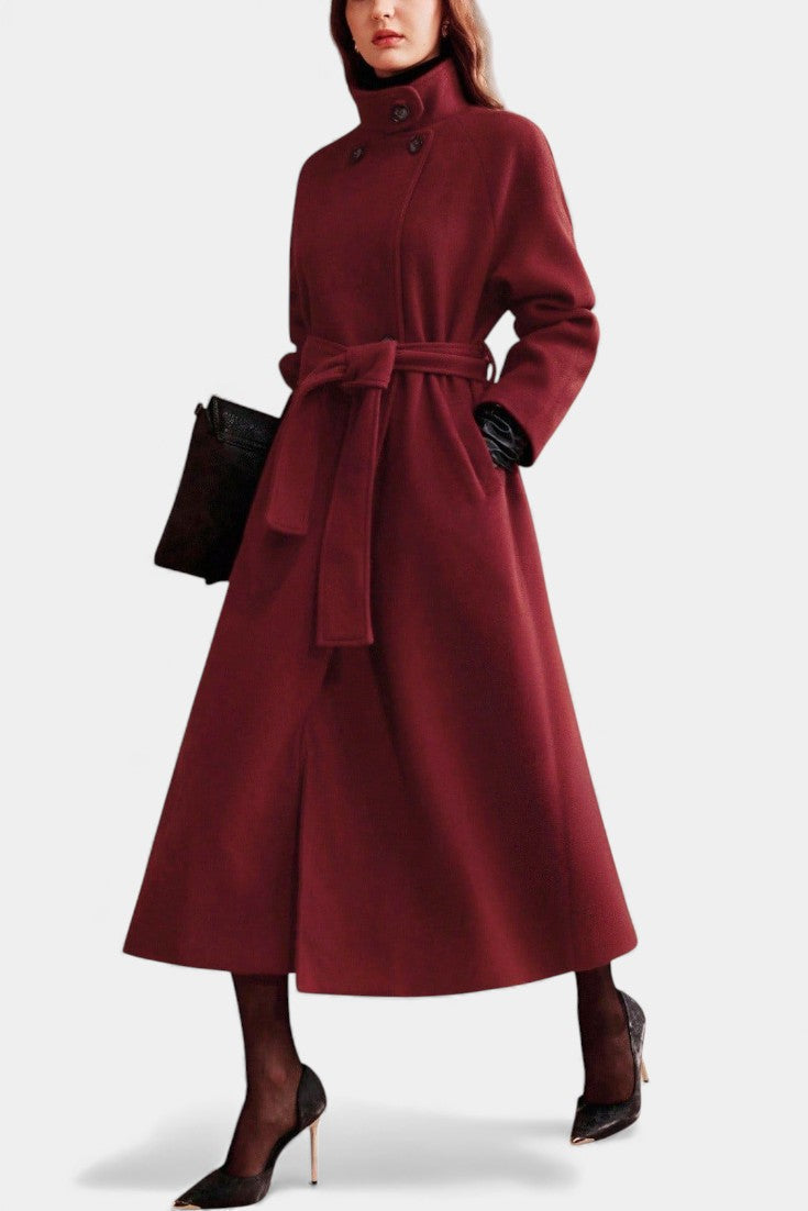 Éléonore - Manteau long portefeuille à ceinture