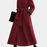 Éléonore - Manteau long portefeuille à ceinture