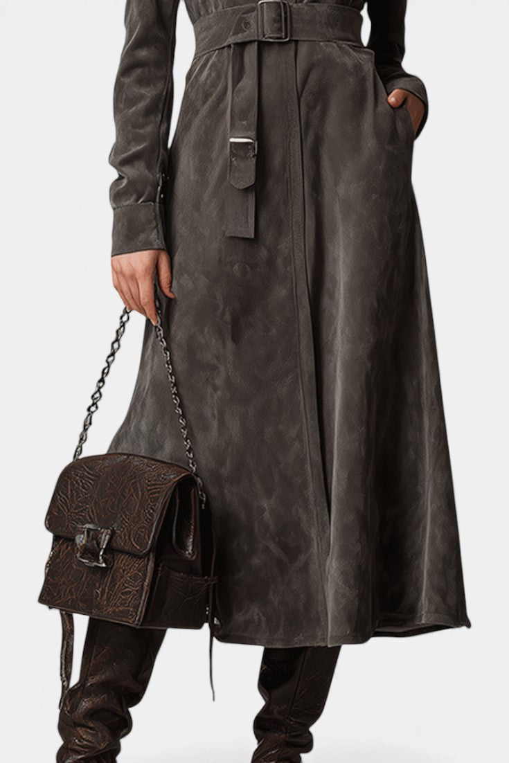 Margaux - Manteau long façon western à ceinture