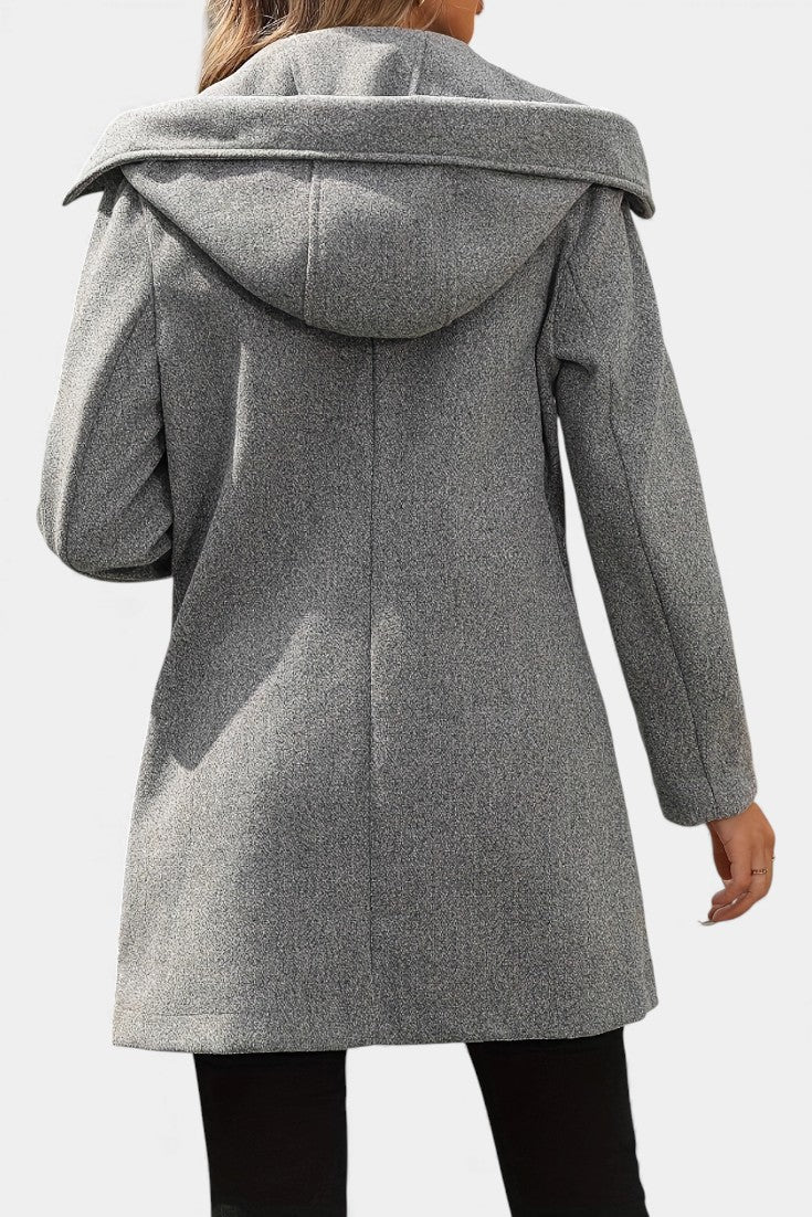 Ophélie - Manteau à capuche et double boutonnage