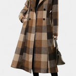 Fabienne - Manteau long à carreaux et ceinture