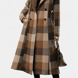 Fabienne - Manteau long à carreaux et ceinture