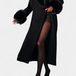 Geneviève - Manteau long à ceinture et col tailleur