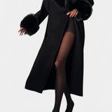 Geneviève - Manteau long à ceinture et col tailleur