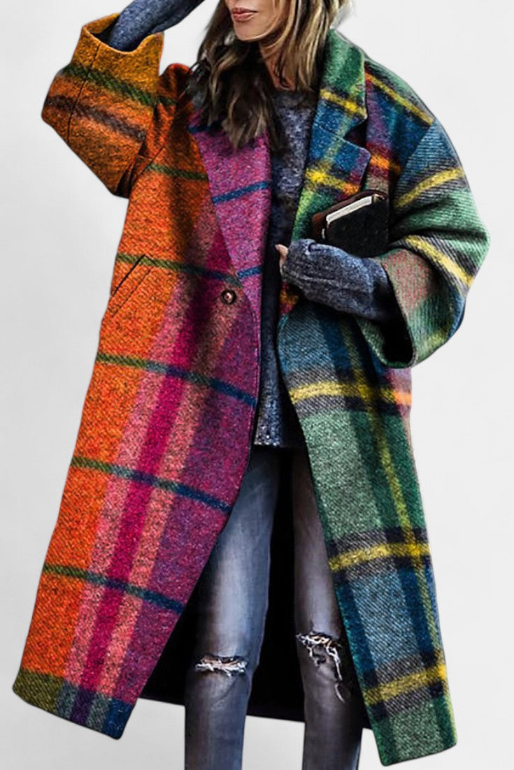 Roseline - Manteau à carreaux et col cranté