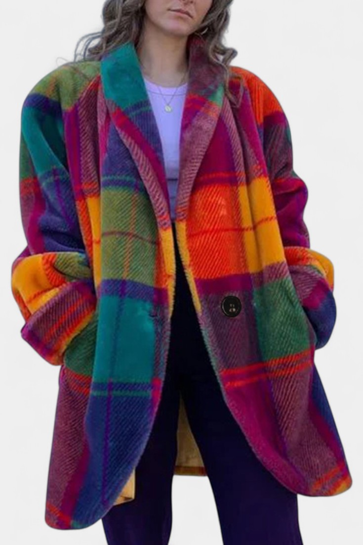 Romane - Manteau oversize à carreaux marqués