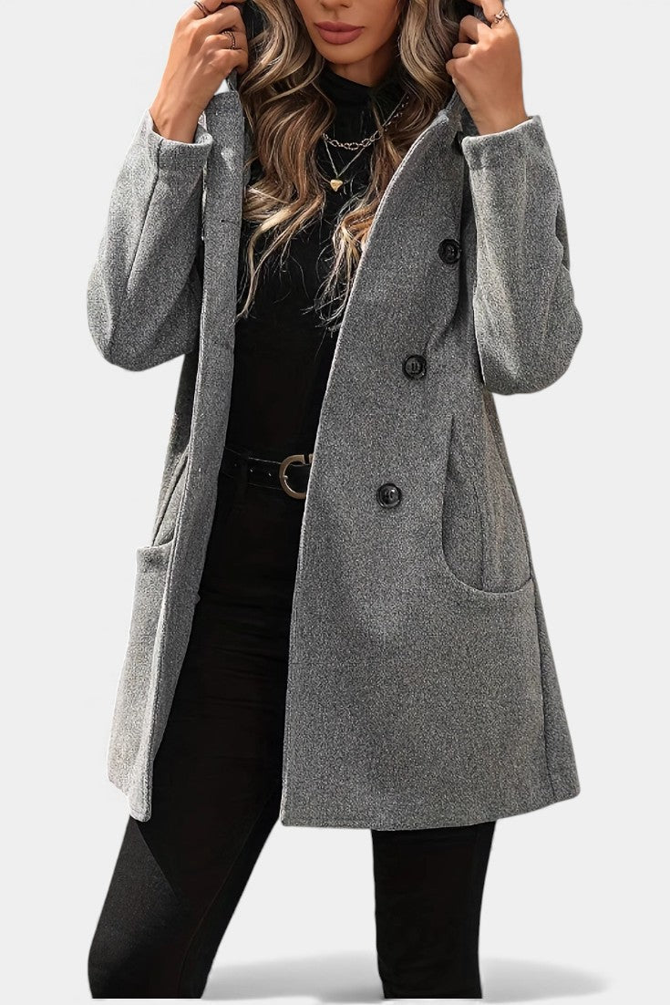 Ophélie - Manteau à capuche et double boutonnage