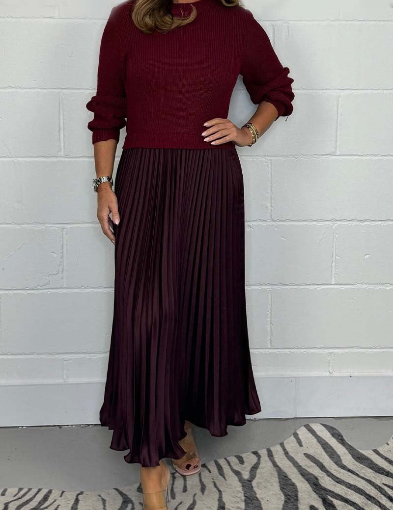 Elianna Robe Pull d’Automne pour Femme – Maille Douce et Chaude avec Ourlet Plissé & Coupe Élégante et Confortable