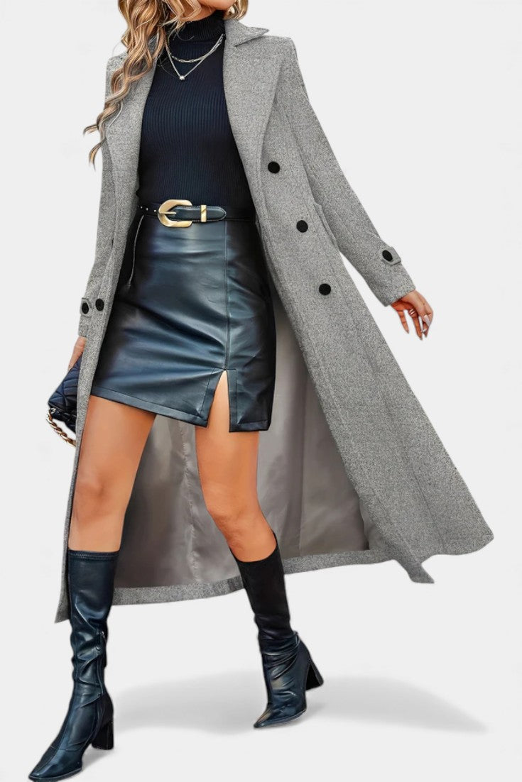 Philippine - Manteau long à double boutonnage et revers