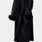 Geneviève - Manteau long à ceinture et col tailleur