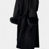 Geneviève - Manteau long à ceinture et col tailleur