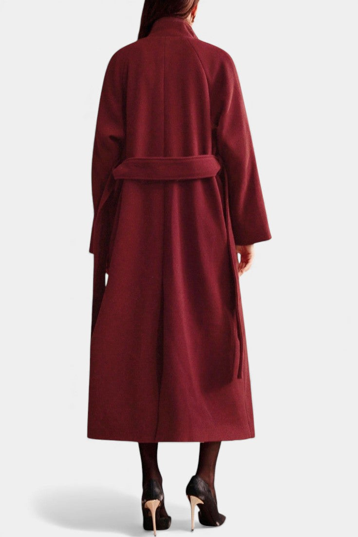 Éléonore - Manteau long portefeuille à ceinture