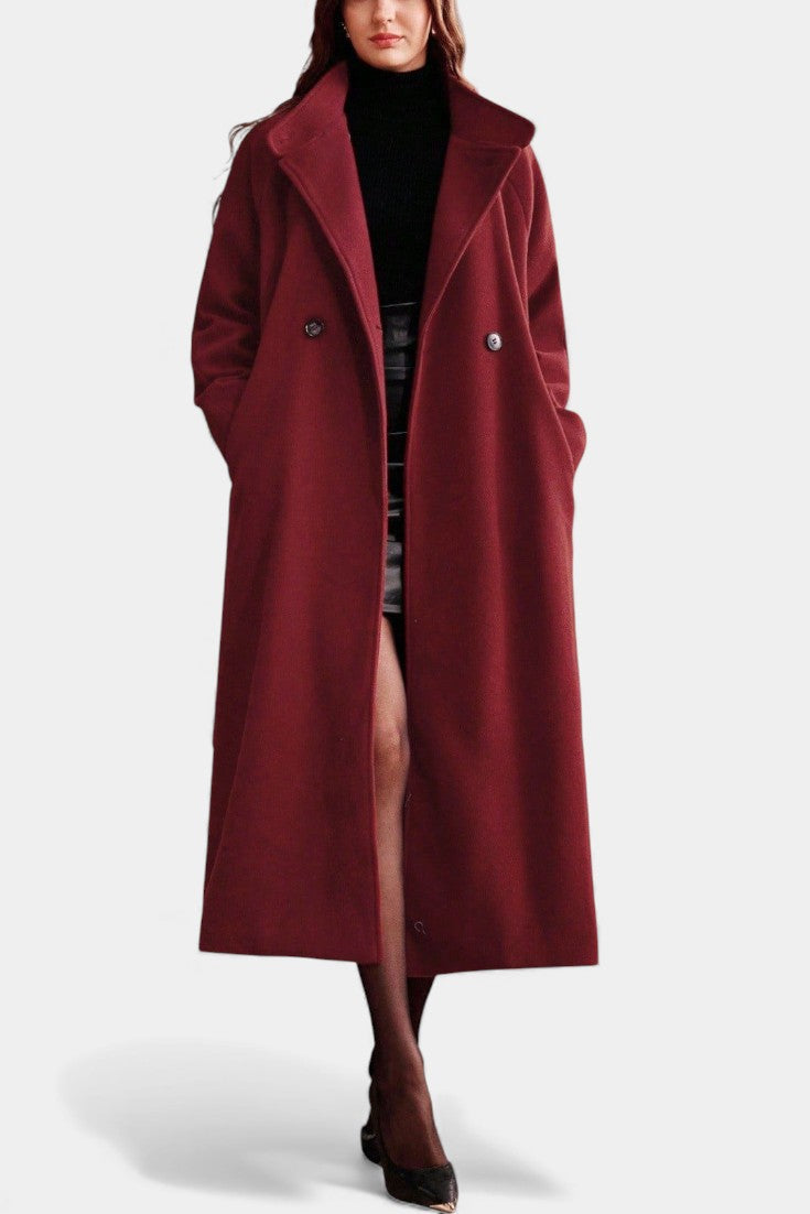 Éléonore - Manteau long portefeuille à ceinture