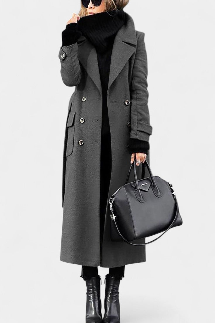Rosabelle - Manteau long à double boutonnage coupe ajustée