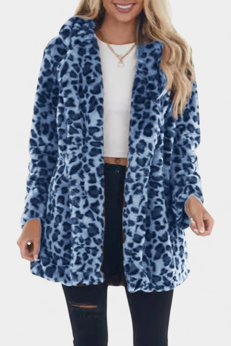 Nadine - Manteau long en peluche à capuche