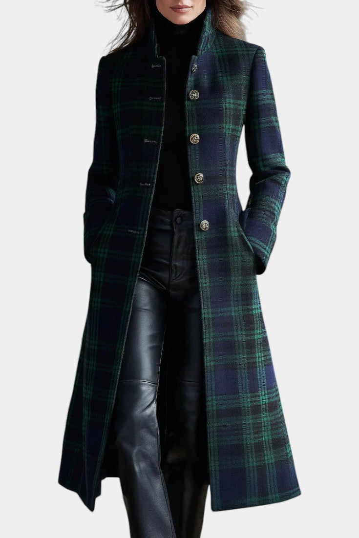 Valentine - Manteau midi à carreaux coupe ajustée
