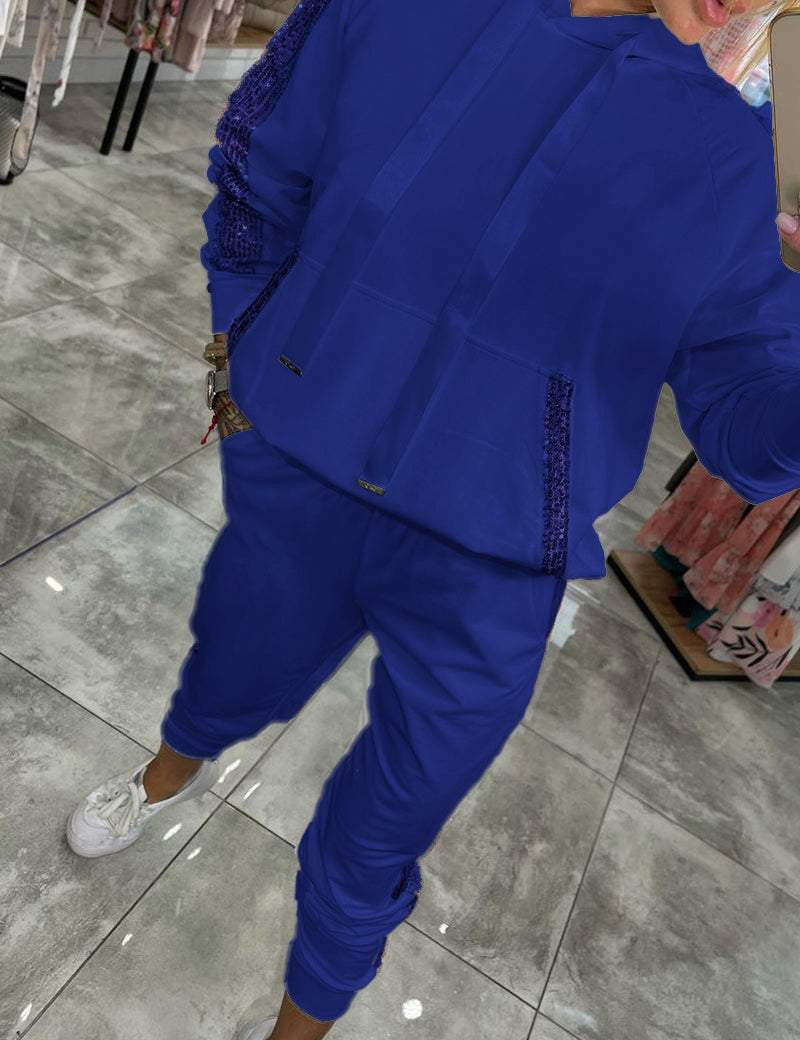 Jasmine Ensemble Loungewear Automnal pour Femme – Sweat à Capuche Douillet à Paillettes & Pantalon Souple pour Confort Quotidien