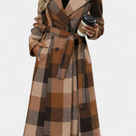 Fabienne - Manteau long à carreaux et ceinture