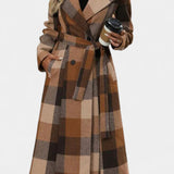 Fabienne - Manteau long à carreaux et ceinture