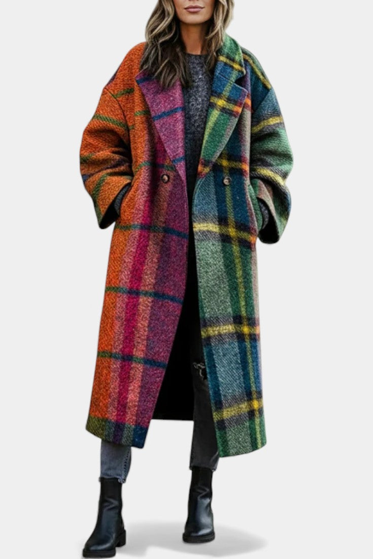 Roseline - Manteau à carreaux et col cranté