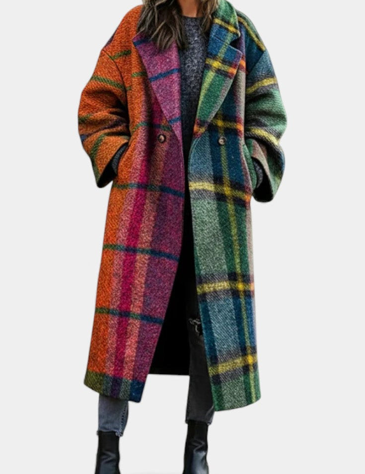 Roseline - Manteau à carreaux et col cranté