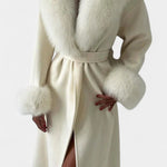 Geneviève - Manteau long à ceinture et col tailleur