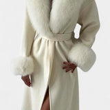 Geneviève - Manteau long à ceinture et col tailleur