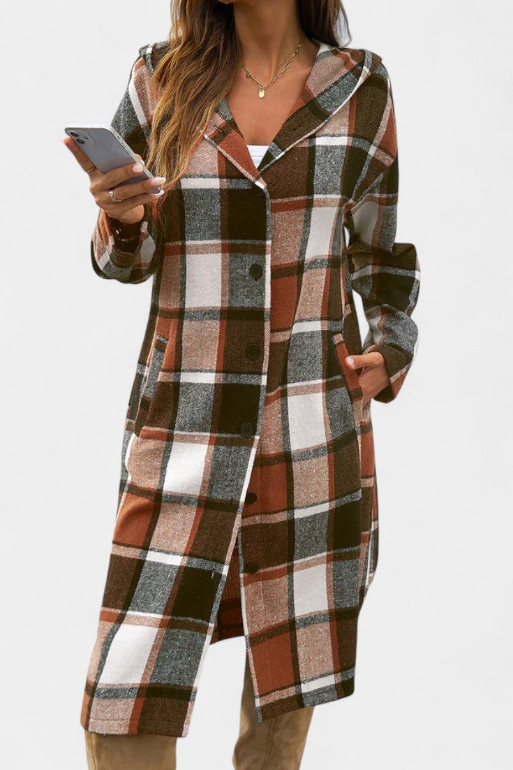 Odile - Veste à carreaux à capuche