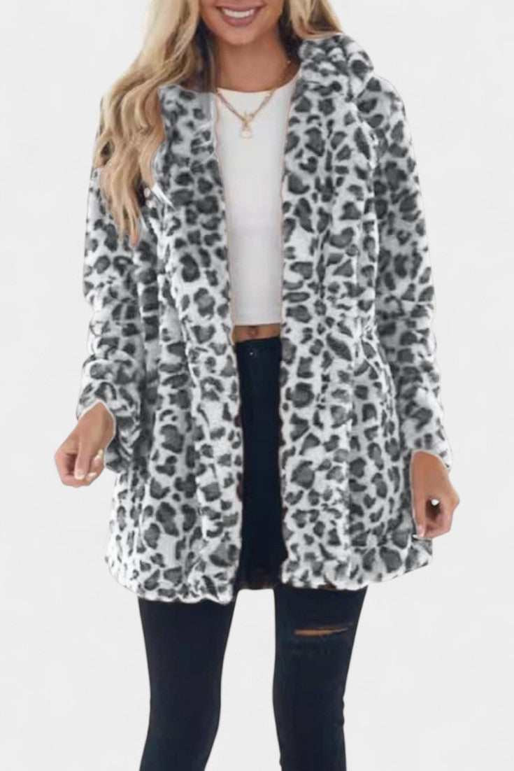 Nadine - Manteau long en peluche à capuche