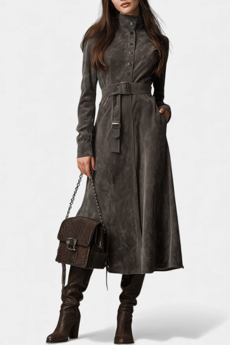 Margaux - Manteau long façon western à ceinture