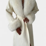 Geneviève - Manteau long à ceinture et col tailleur