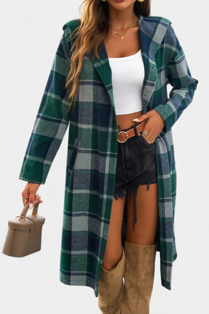 Odile - Veste à carreaux à capuche