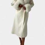 Geneviève - Manteau long à ceinture et col tailleur