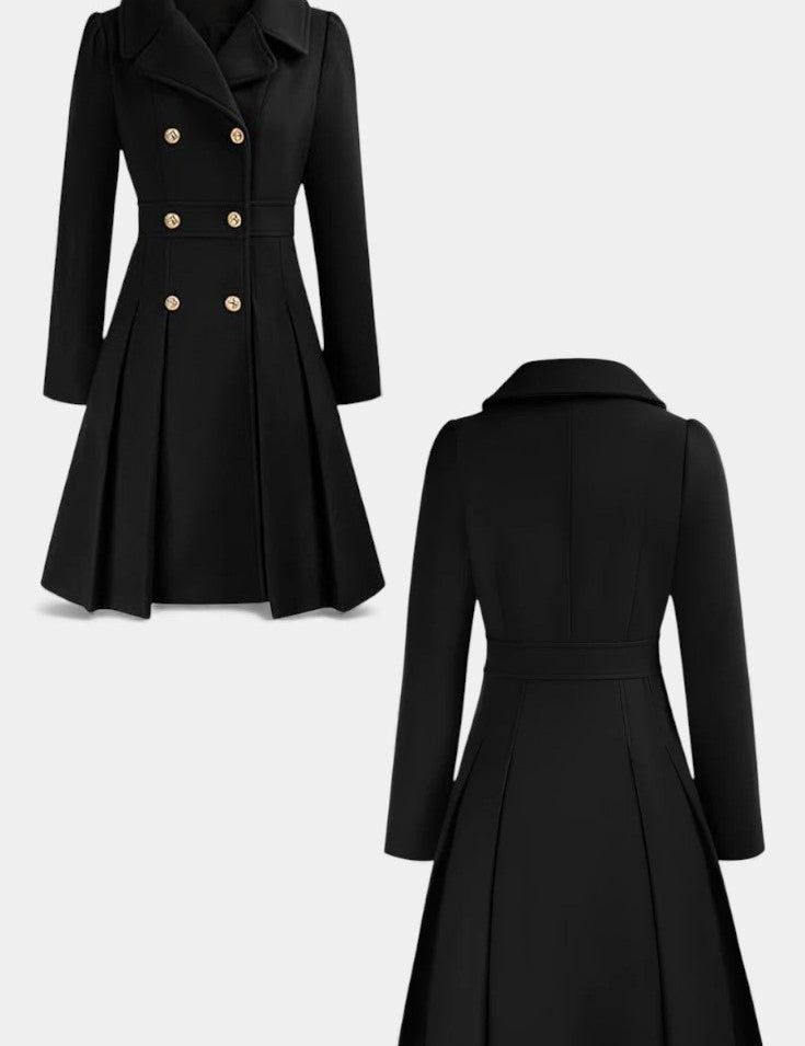 Aurélie - Manteau trapèze à double boutonnage