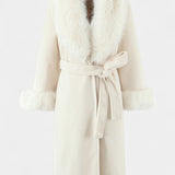Geneviève - Manteau long à ceinture et col tailleur