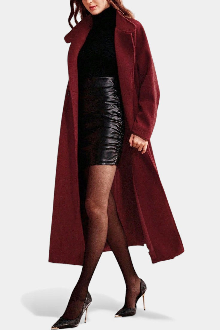 Éléonore - Manteau long portefeuille à ceinture