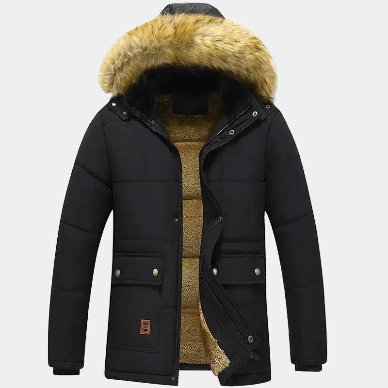 Amos Parka d’Hiver Homme – Manteau Rembourré avec Col en Fourrure et Coupe Confortable