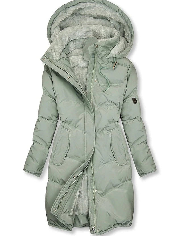 Charm Manteau d’Hiver Long Femme Matelassé – Isolation Maximale & Capuche Protectrice