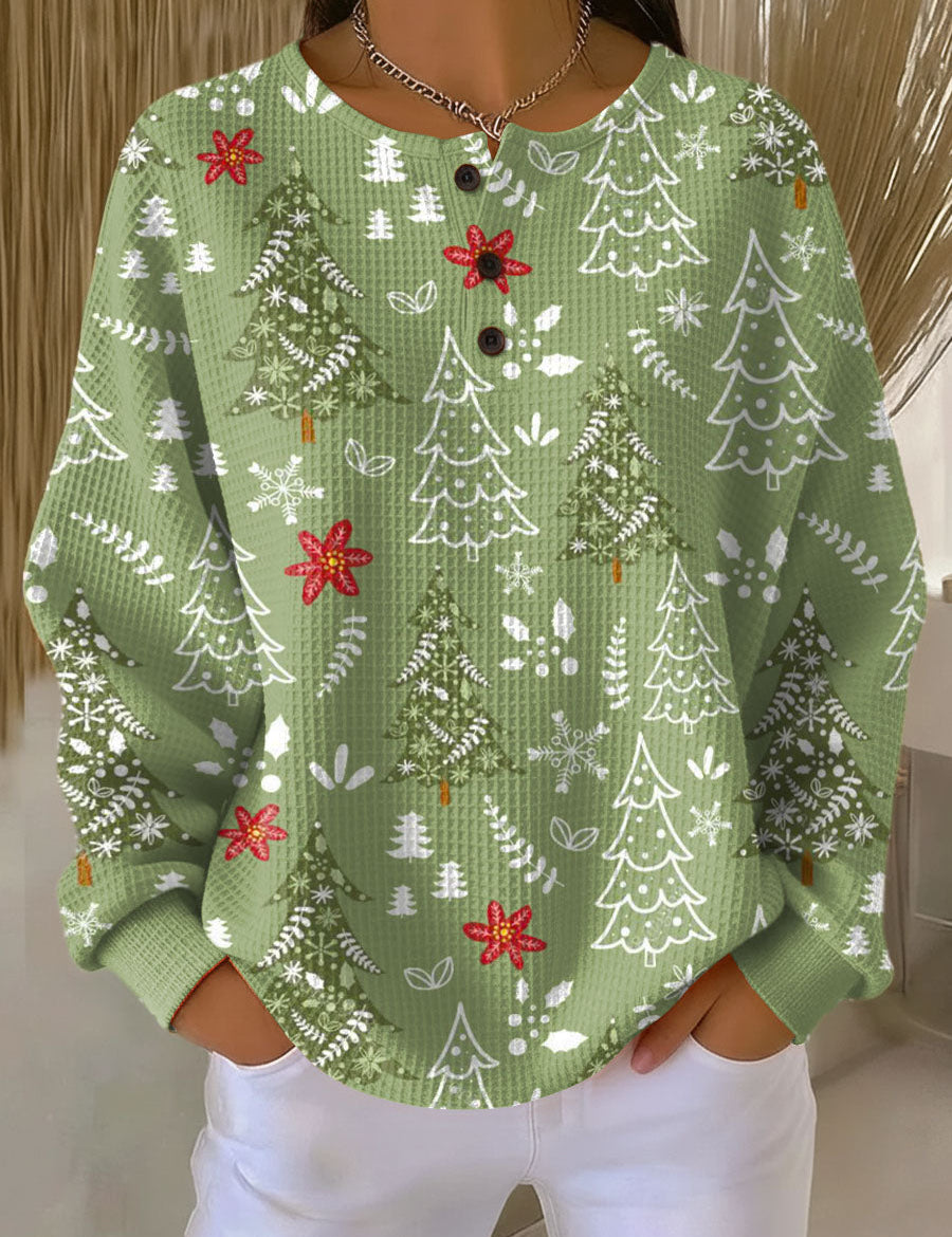 Ingrid - Pull de Noël vert à sapins - vue d'ensemble