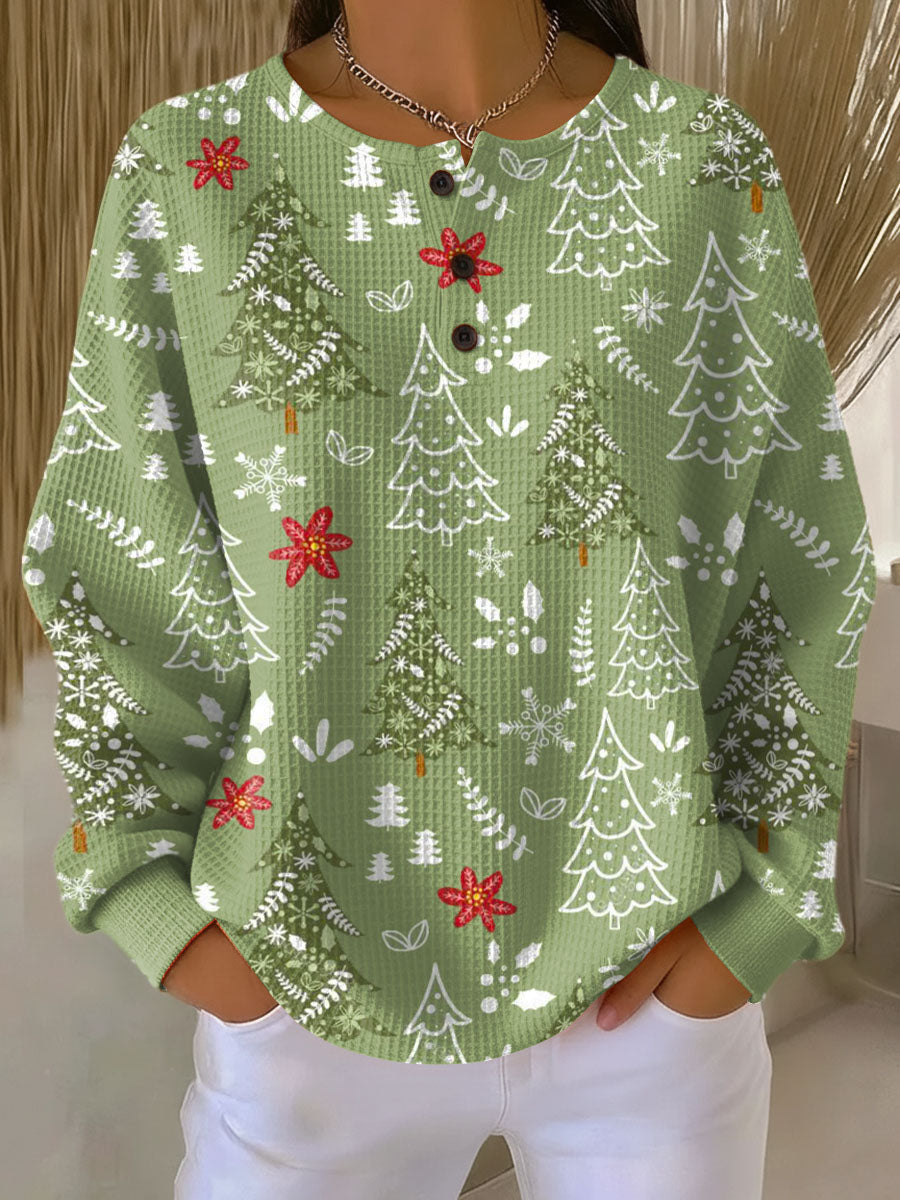 Ingrid - Pull de Noël vert à sapins - vue d'ensemble