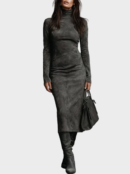 Ambre : robe midi à manches longues, vue détaillée