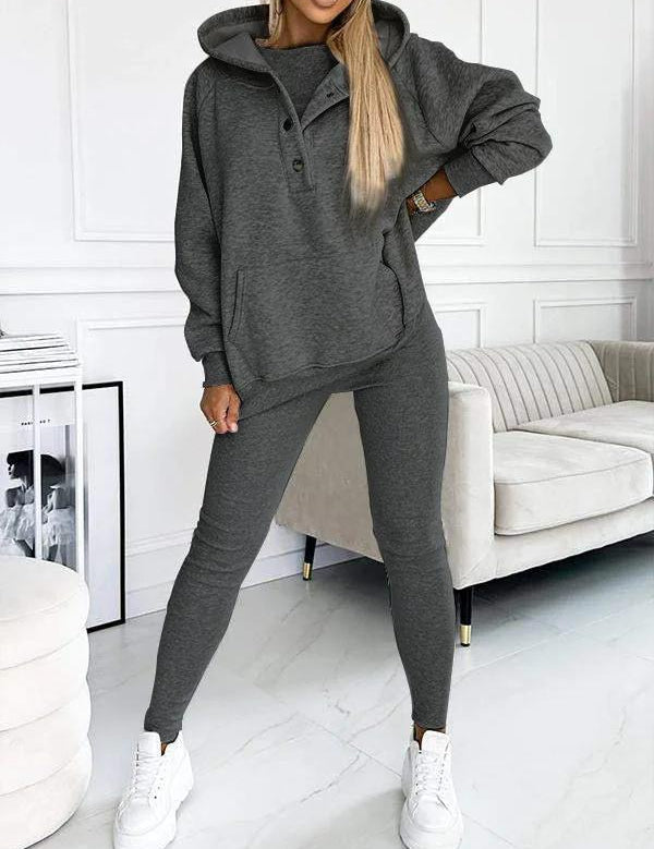 Lysa Ensemble Loungewear Femme – Set Confortable avec Sweat à Poche Kangourou & Pantalon Taille Haute