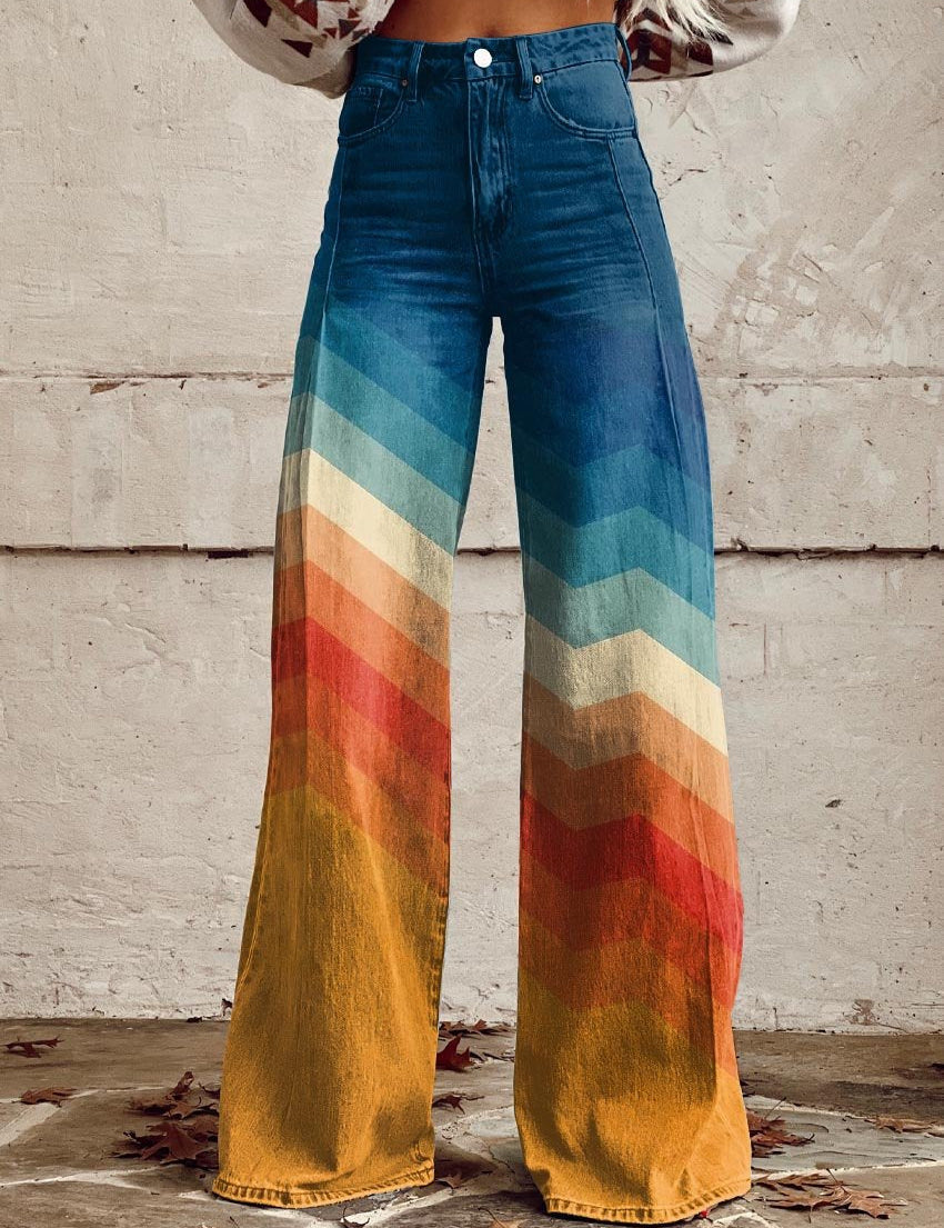 Léa - Pantalons Rétro Zigzag Élégants