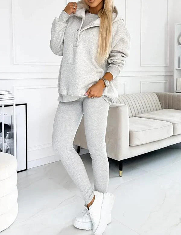 Lysa Ensemble Loungewear Femme – Set Confortable avec Sweat à Poche Kangourou & Pantalon Taille Haute