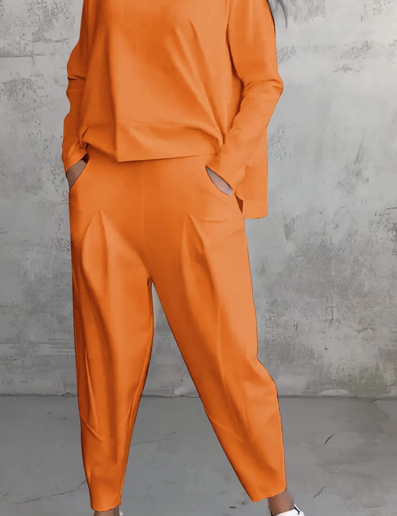 Emilie Ensemble Femme – Tenue à Col Rond en Spandex Confortable et Élégante au Style Moderne