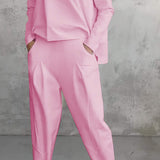 Emilie Ensemble Femme – Tenue à Col Rond en Spandex Confortable et Élégante au Style Moderne