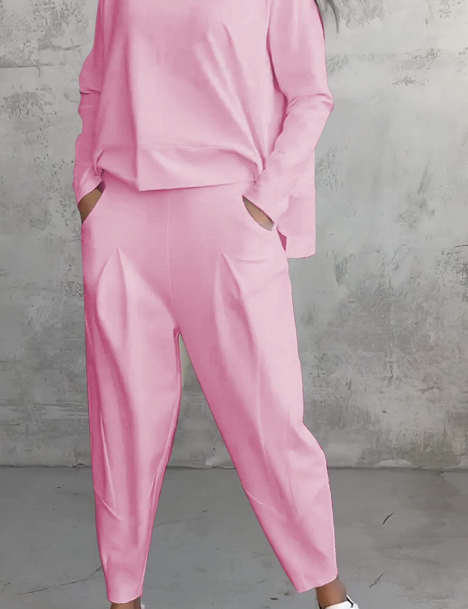 Emilie Ensemble Femme – Tenue à Col Rond en Spandex Confortable et Élégante au Style Moderne