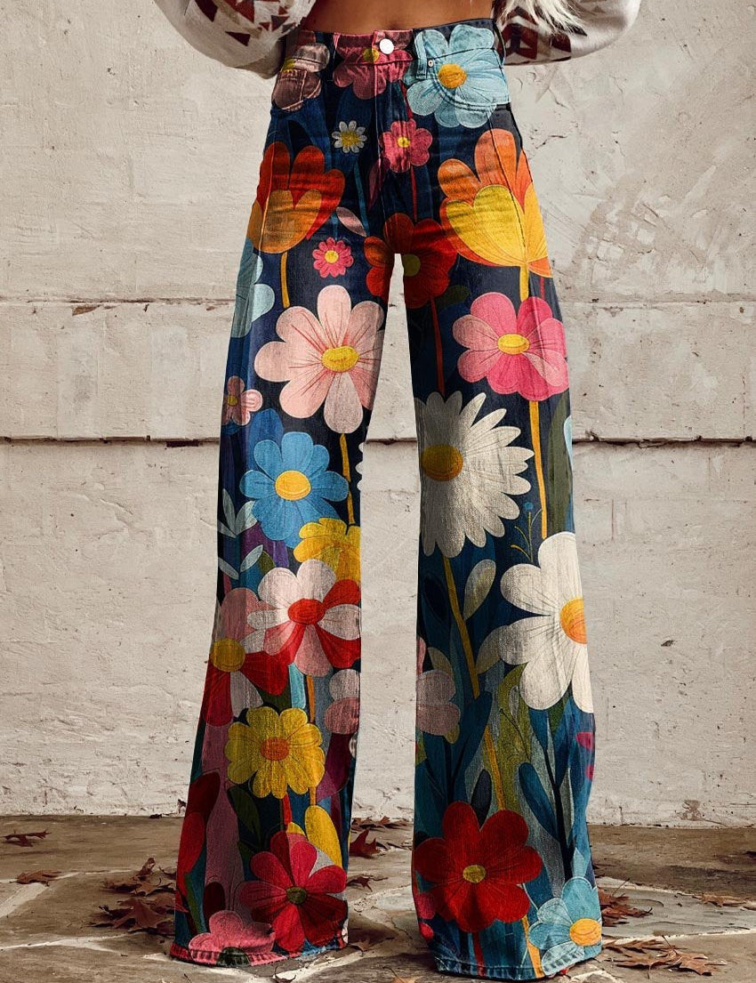Léna - Pantalons Amples Floraux