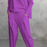 Emilie Ensemble Femme – Tenue à Col Rond en Spandex Confortable et Élégante au Style Moderne